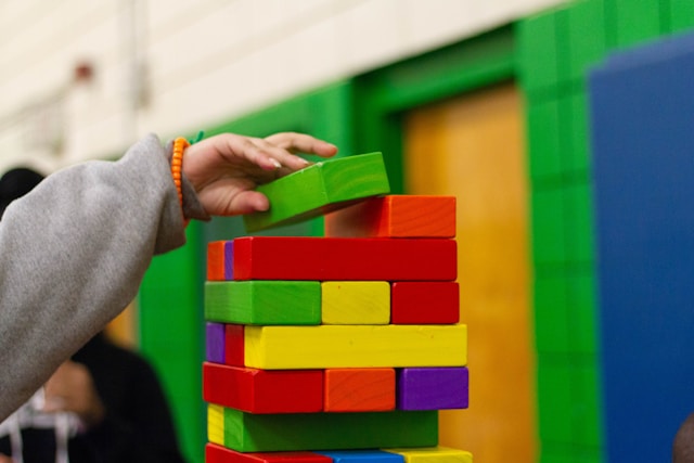 stack of colored wooden pieces